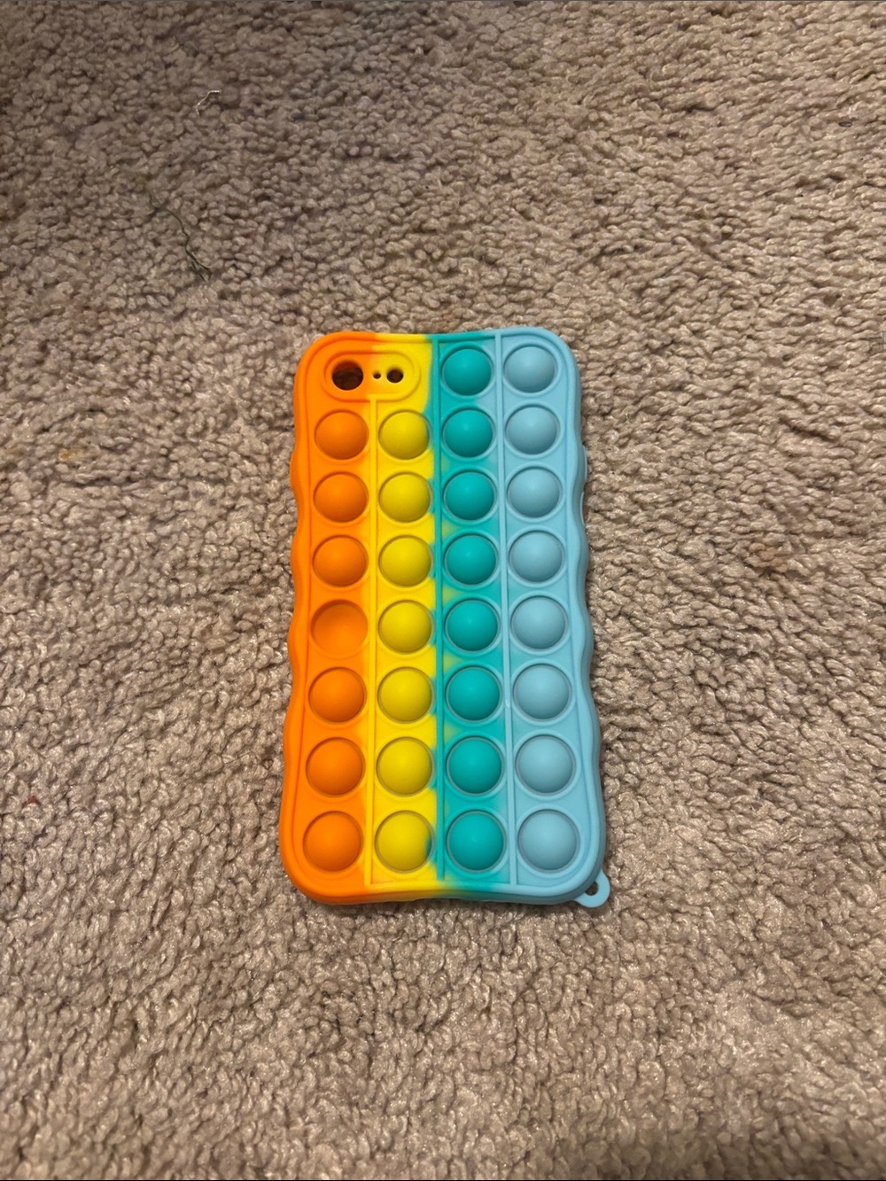 Silicone Rainbow Pop-It Phone Case - Orange/Yellow/Teal/Light Blue